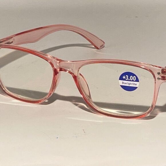 1442 Helen Reading Glasses 3.0 Readers Bluelight Filter Pink Frame NWT - Picture 8 of 9